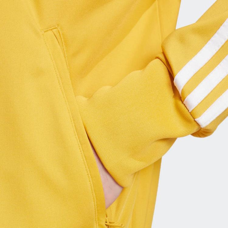 adidas Originals Three Stripe Loose Fit Stand Collar Zip Long Sleeve Jacket Men Jackets Yellow IY8736