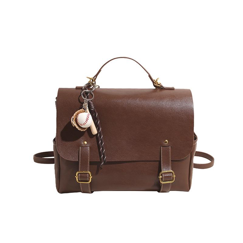 

Портативная сумка-мессенджер в британском ретро-стиле для колледжей, женская осенняя сумка-мессенджер Sense большой вместимости для поездок на работу Without pendant коричневый