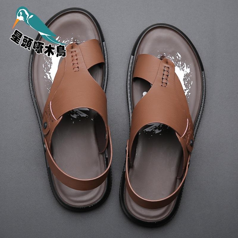 

Sandals men s slippers genuine leather summer casual fashion trend men s beach shoes non-slip clip sandals 44