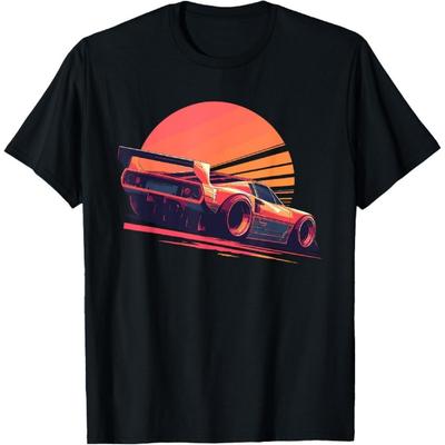 T-shirt Art Automobile pour Passionné de Voitures de Course Rétro Sunset Speedster