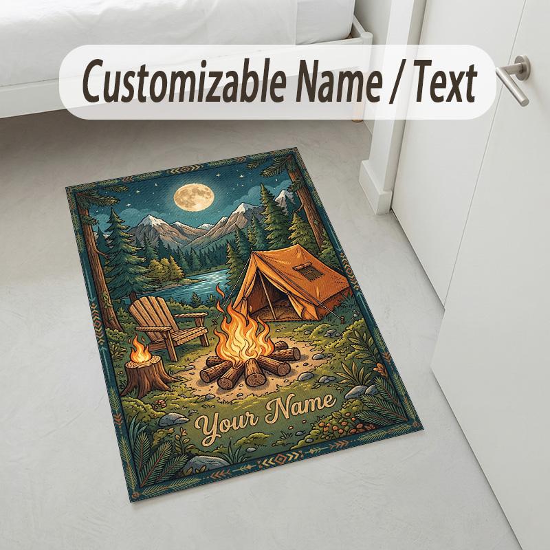 Adventure Journey Theme Crystal Velvet Rug Personalized Custom Name Text Soft Floor Mat Home Decor