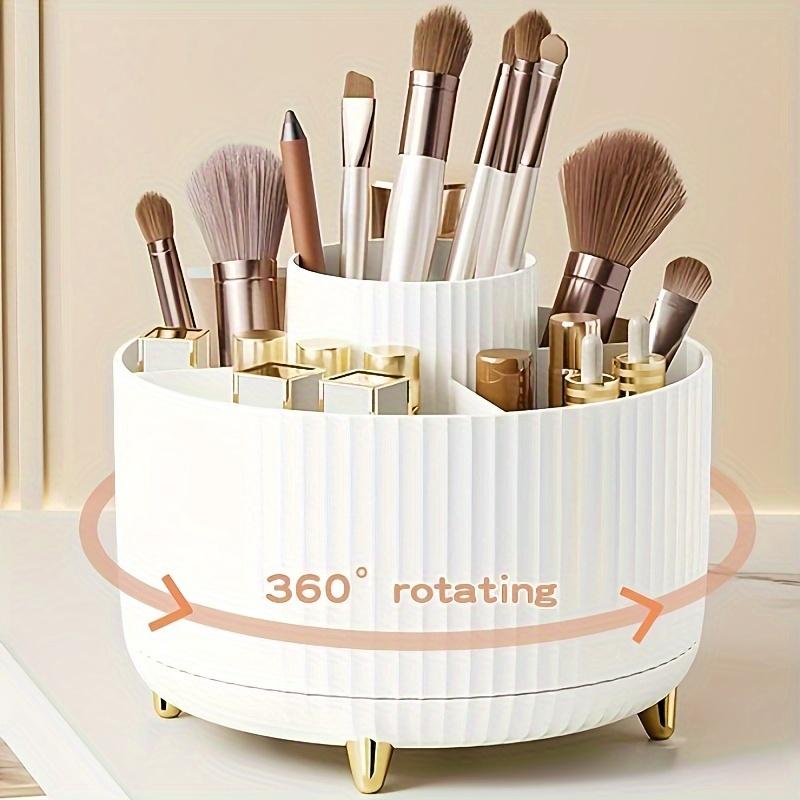 Rotating Makeup Organizer, 360 Degree Swivel, Minimalist Design, High Gloss ABS Plastic, Great for Bedroom, Dresser, Bathroom Storage