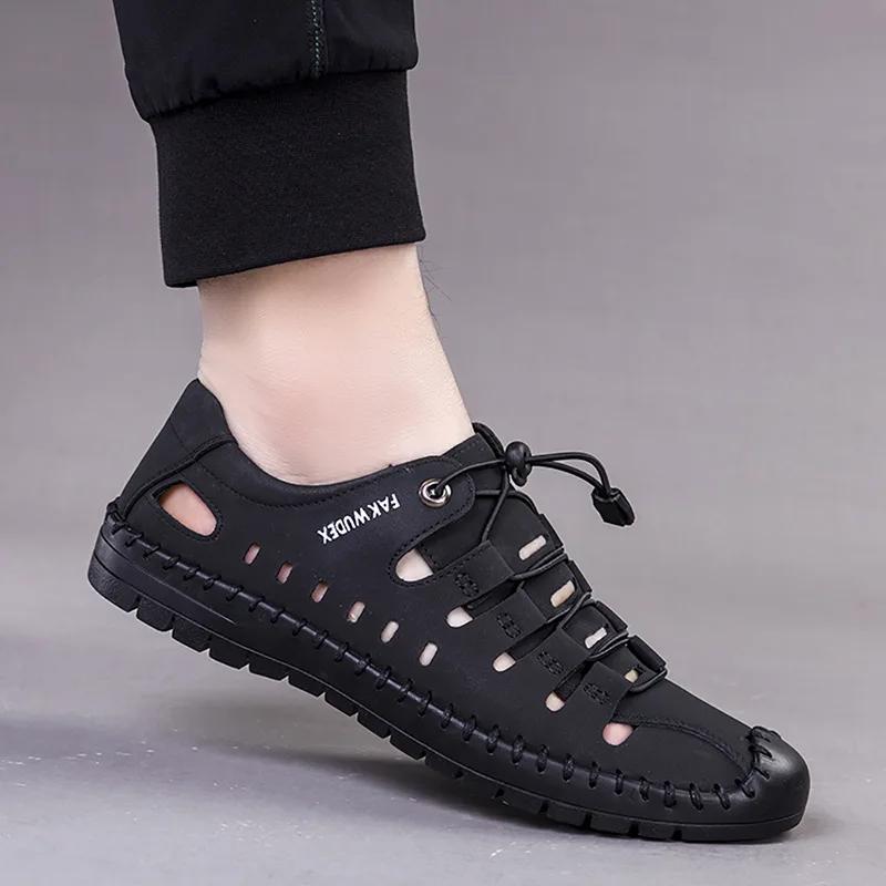 Men's Roman Hollow Sandals 2024 New Summer Trendy Anti Slip Lightweight Mountaineering Shoes Outdoor Sports Casual Shoes Durable