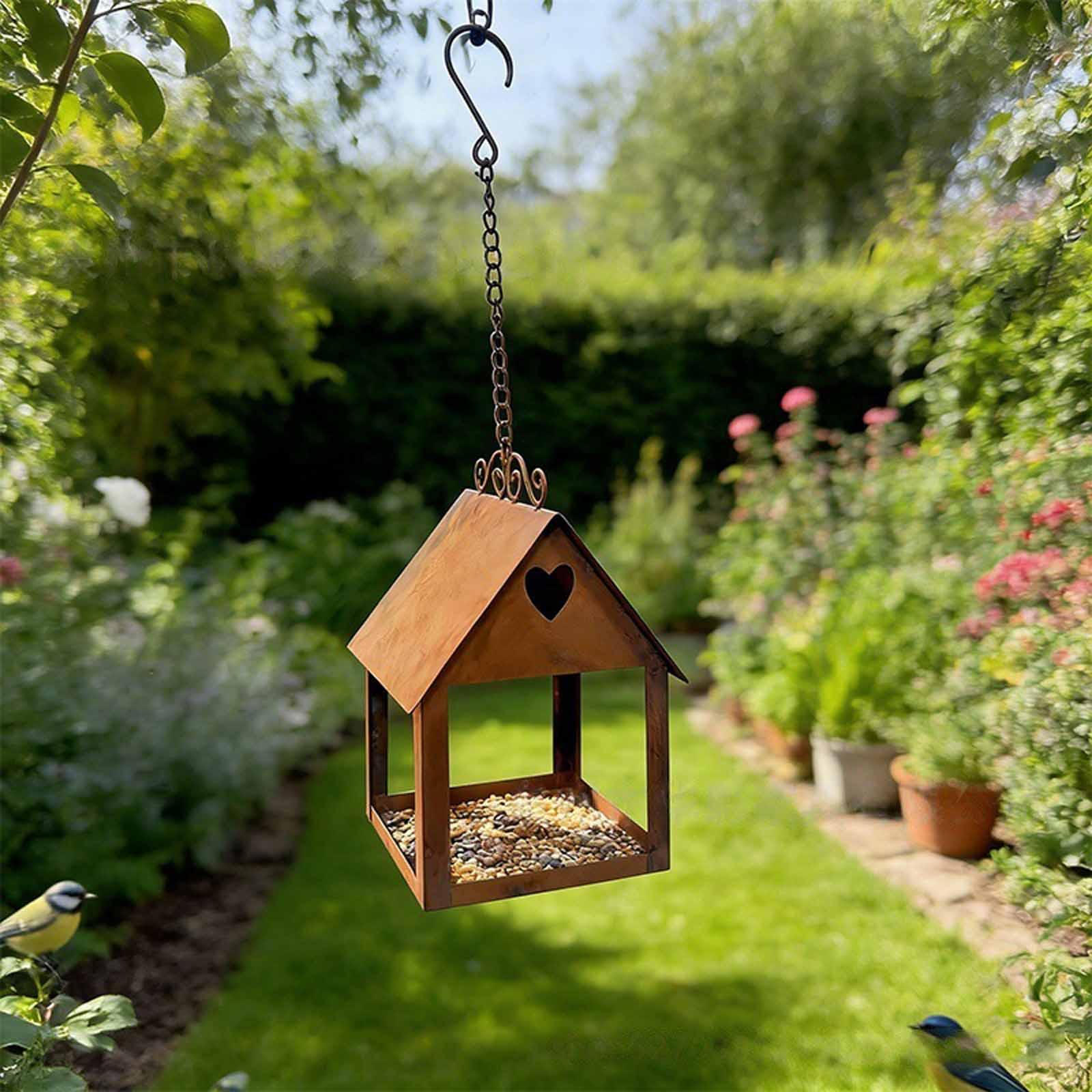 

Bird Feeder Feeding Station with Hanging Hook Creative Metal Food Container Tool for