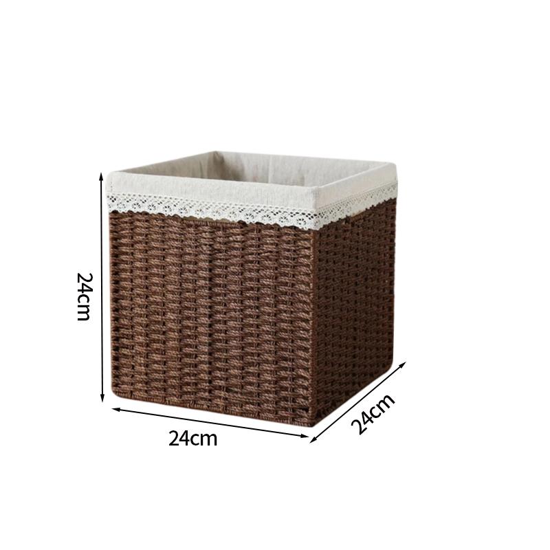 Imitation Wicker Storage Basket Large Hand Woven Storage Box For Bathroom Kitchen Drawer Clothes Sundries Storage Organizer