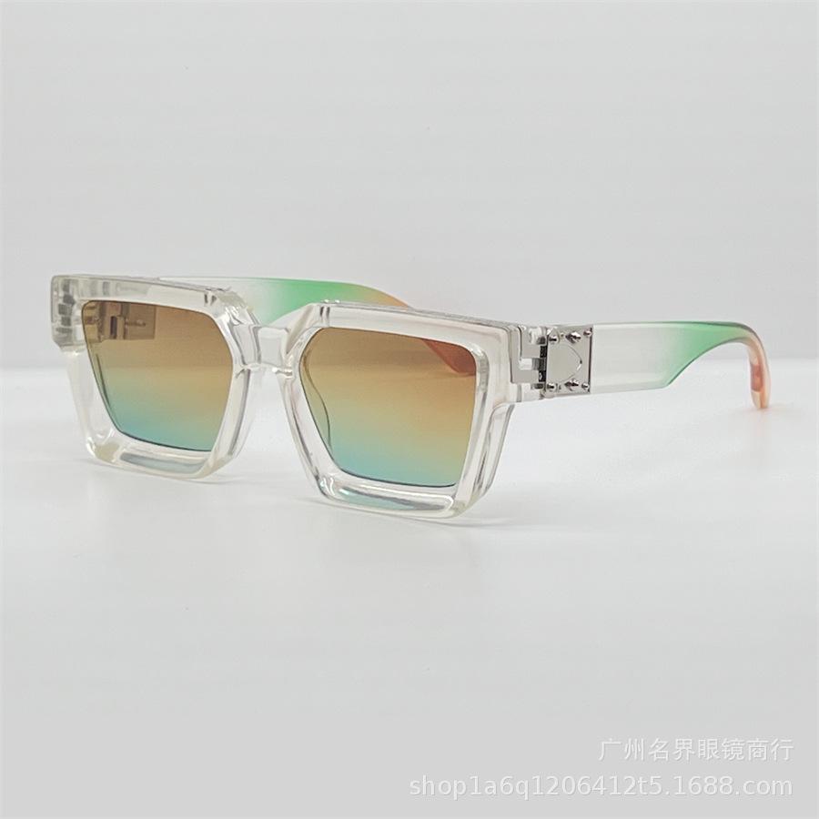 

0k Fuhong retro sunglasses for men and women, square cut-edge design, UV protection uv400Protective sunglasses trend Rainbow（without Box）