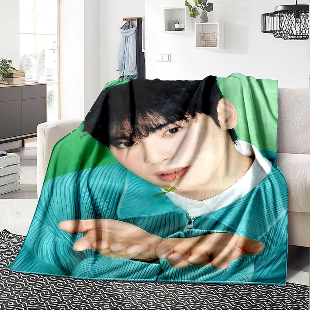 1Pc Cha Eun-woo Print Blanket Soft Comfortable Polyester Throw All Seasons Use Bedroom Office Outdoor Christmas Gift Choice Portrait Photo Print Print