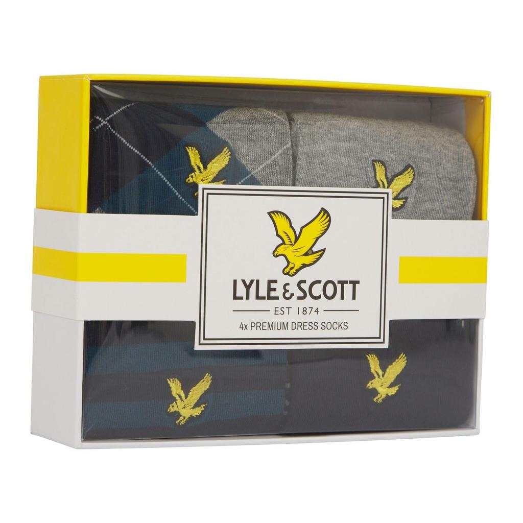 Lyle & Scott Mens Logo Dress Socks (Pack of 4)
