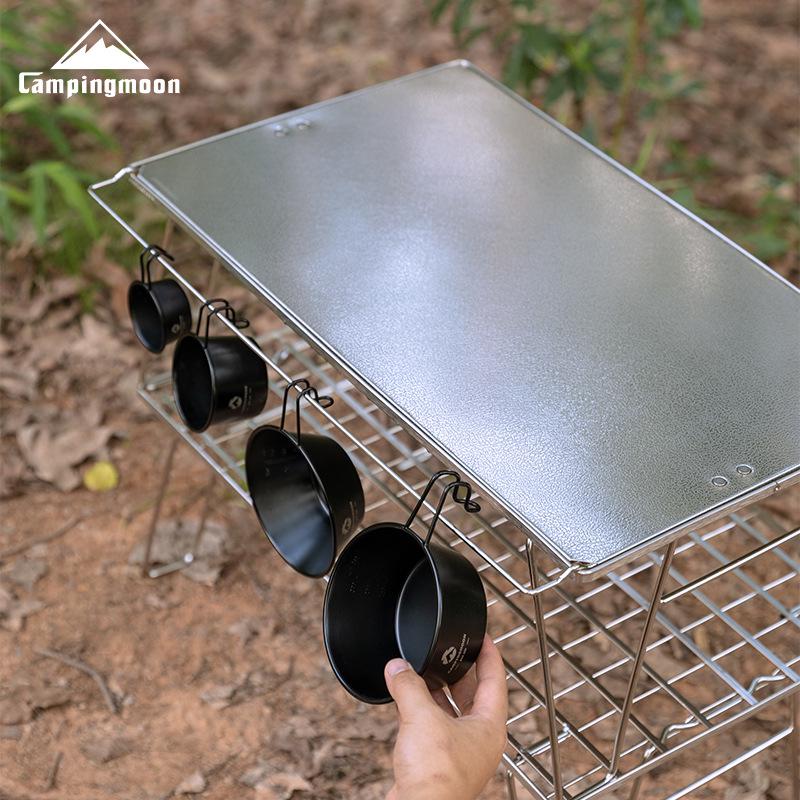 Coleman T-2355 Lightweight Mesh Table with Patterned Stainless Steel Square Top and Auxiliary Tray