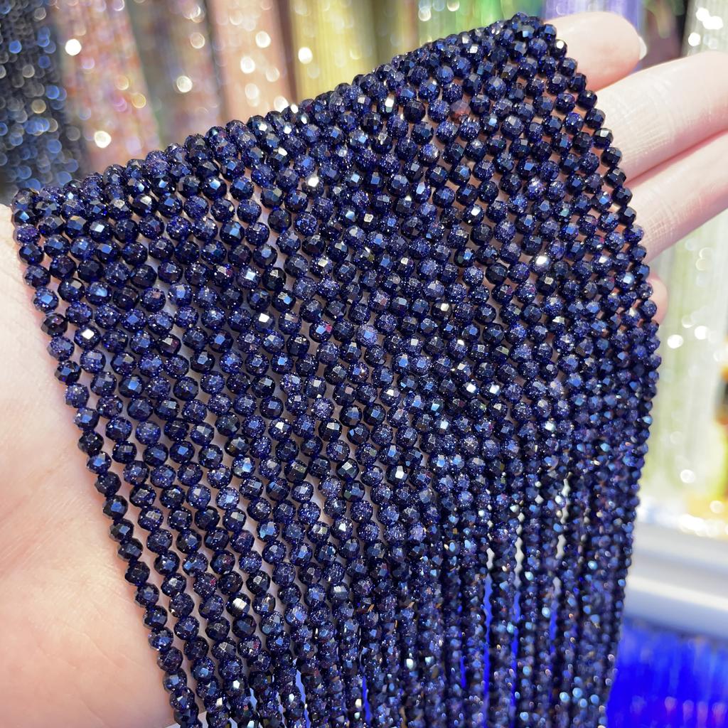2mm Natural Stone Amethyst Tiger Eye Lapis Lazuli Beads Inlaid with Bright Pearl Jewelry Making DIY Necklace Bracelet Jewelry