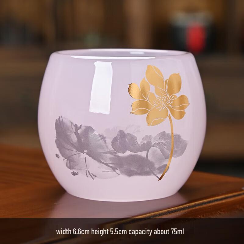 Dehua Glazed Glass Lotus Gongfu Tea Cup