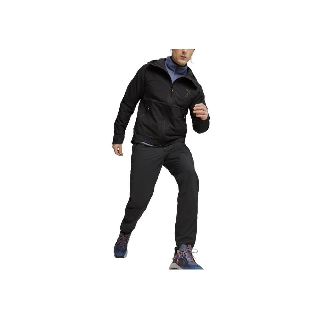 Puma Logo Print Hooded Zip Woven Jacket Men Jackets Black 524108-01