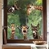 Static Cling Window Decals for Glass Funny Giraffe Donkey Cling Removable Farm Animal Creative Soft Furnishing Gift Ideas Decal Kitchen Guest
