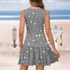 Ladies Casual Fashion V-Neck Sleeveless  Print Dress