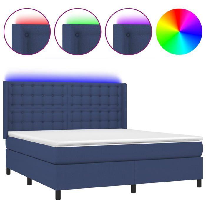 Maison Exclusive - Sommier à lattes de lit matelas et LED Bleu 160x200 cm Tissu
