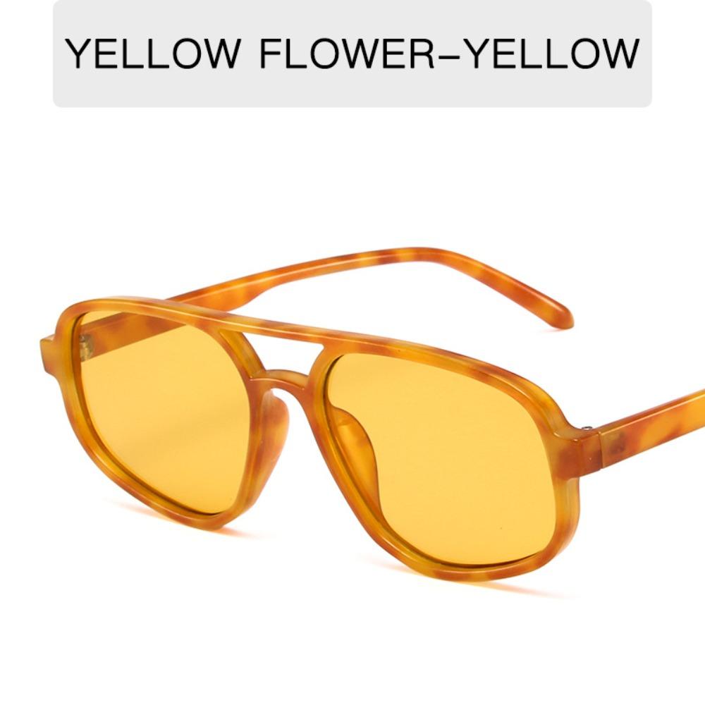 Wide Legs Double Beam Sun Glasses UV400 Retro Trend Eyewear Irregular Square Sunglasses  Selfie