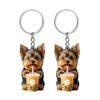 2Pcs Keychain Pendants Air Freshener Adorable Dog Shape 2D Flat Acrylic Hanging Ornaments Cars Interior Decor Accessories