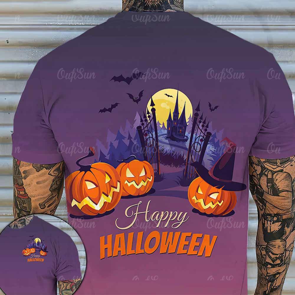 2023 Horror Halloween Pumpkin Graphic Men T-shirts Hip Hop Street Summer Apparel Loose Short Sleeve Tops Oversized T Shirts 5XL