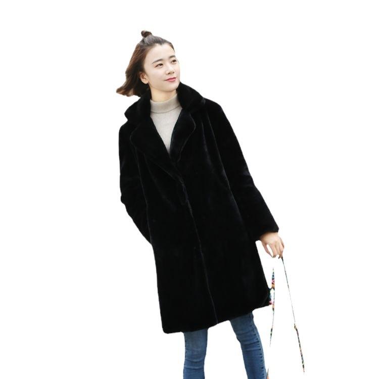 2024 Herbst und Winter neuer Kunstpelz mittlerer und langer Mantel Kunstnerz Samt verdickte warme Jacke koreanische Version locker und modisch