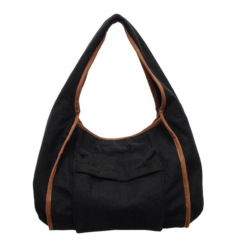 Corduroy Tote Bag Women's Commuter Shoulder Bag Large Capacity Student Class Handbag