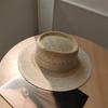 European and American style hand-woven mixed color hollow concave flat top hat women's retro versatile summer travel sun hat