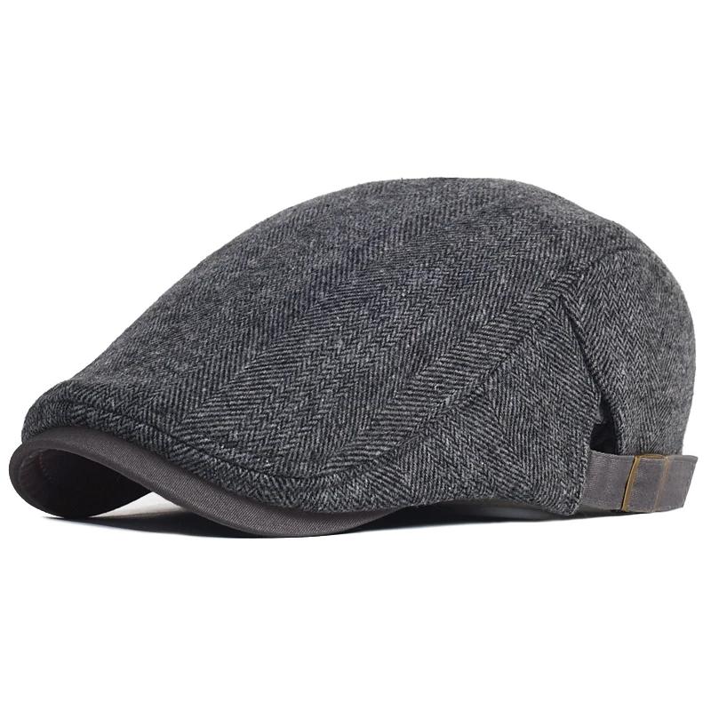 Winter Warm Retro BritishStyle Octagonal Hat Newsboy Cap,Men Solid Color Snowflake Wheat Texture Plaid Driving Cap for Gathering