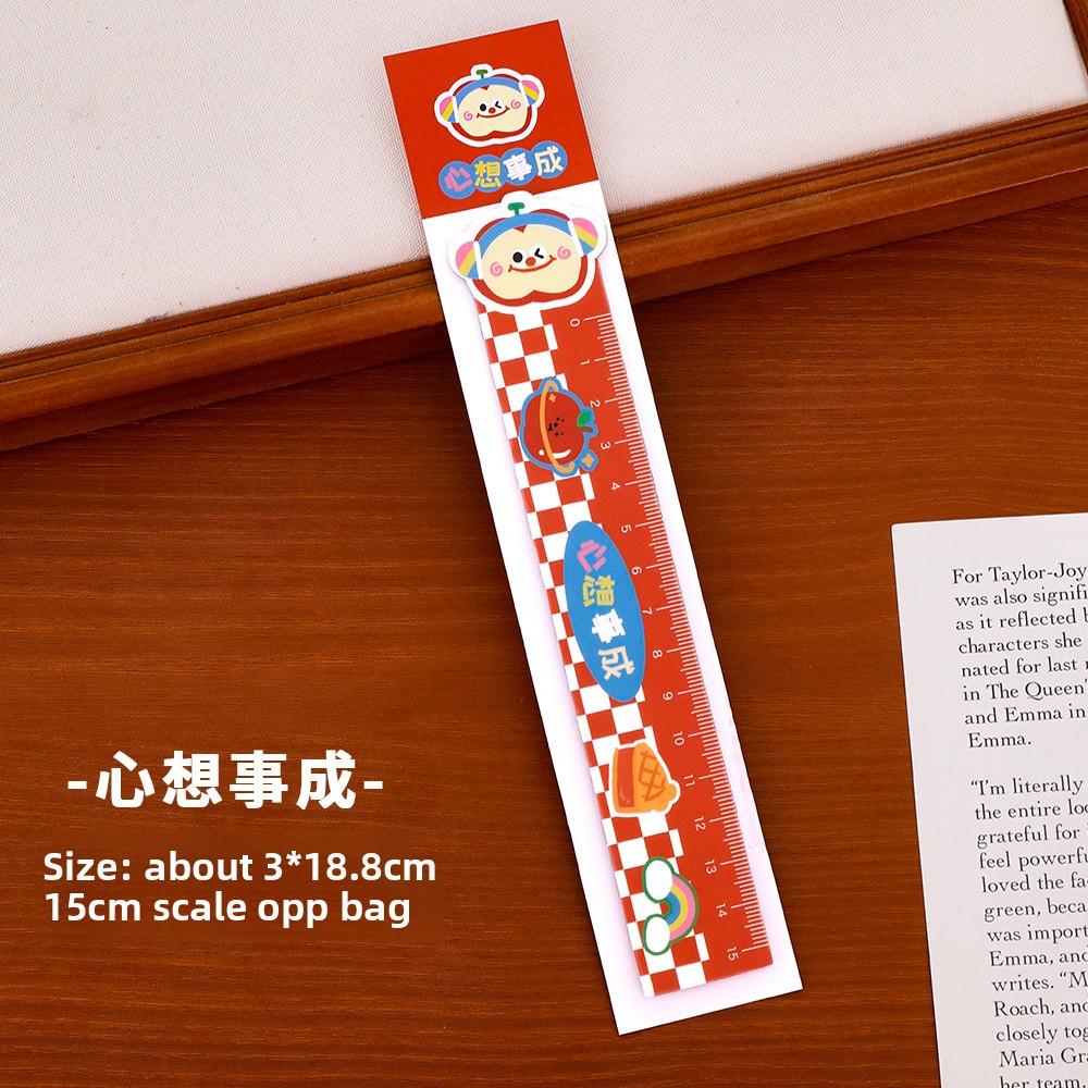 Cartoon Apple Magnetic Bookmark Ruler, Student Flexible Ruler, Cute and Girlish, Inspiring Stationery Magnetic Straight Ruler