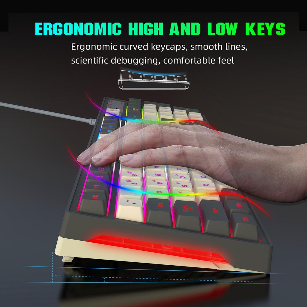 HXSJ V600B For Gaming 96 Keys Wired Keyboard RGB Backlit Mechanical Feel Membrane Keyboard