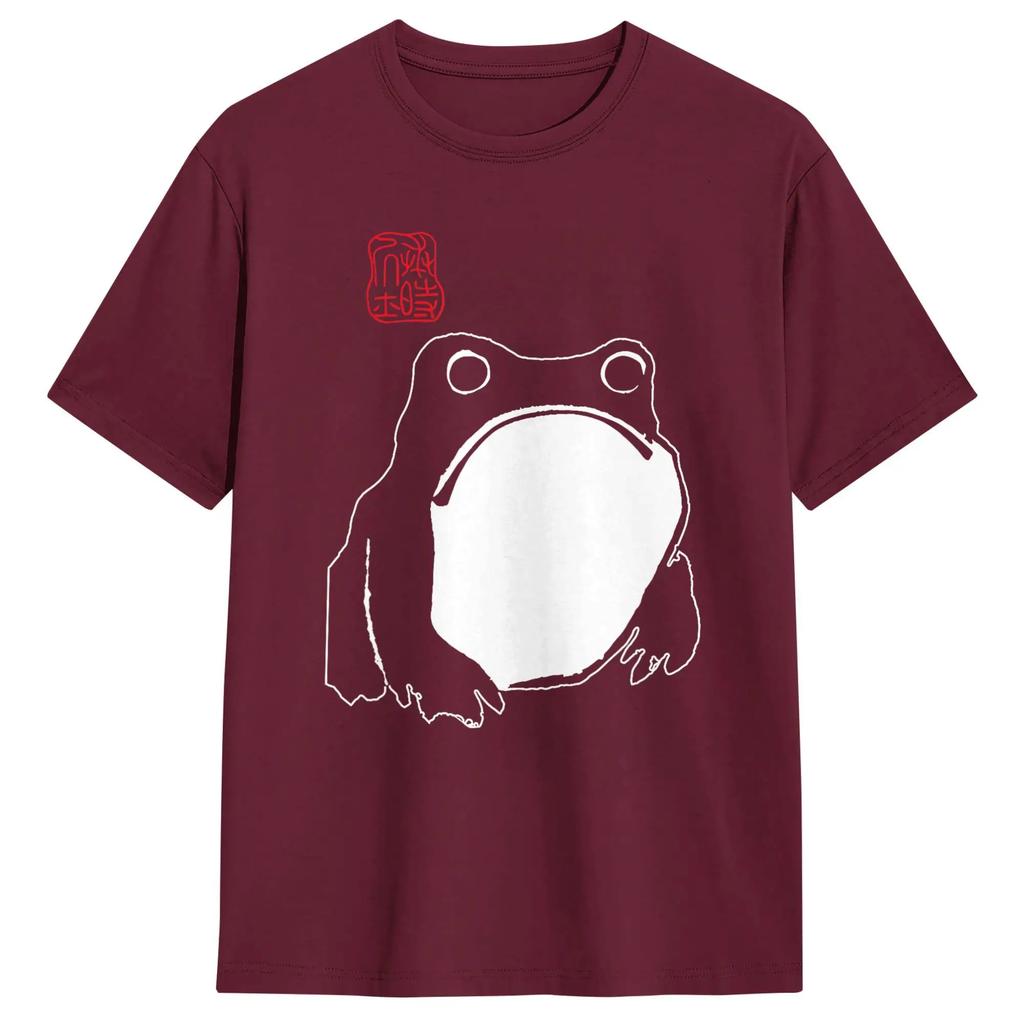 Unique Cute Grumpy Frog Japanese Ink Tshirt For Unisex Crew Neck 100 Cotton T Shirts Short Sleeve Tees Printed Clothing