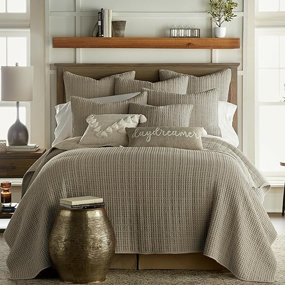 

Cotton Waffle Quilt Set for Full/Queen Bed with Pillow Shams - Taupe сіро-коричневий