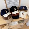 Vintage süßer Bär aufgestickte Cord-Kappe weiblich Frühling und Herbst großer Kopfumfang Farbabstimmung Baseballkappe Schüler Paar