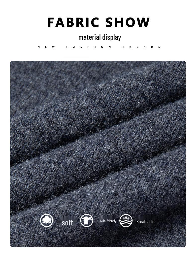 Men's 100% Merino Wool Half-Zip Pullover Sweater - Warm Winter Wear for Middle-Aged Men