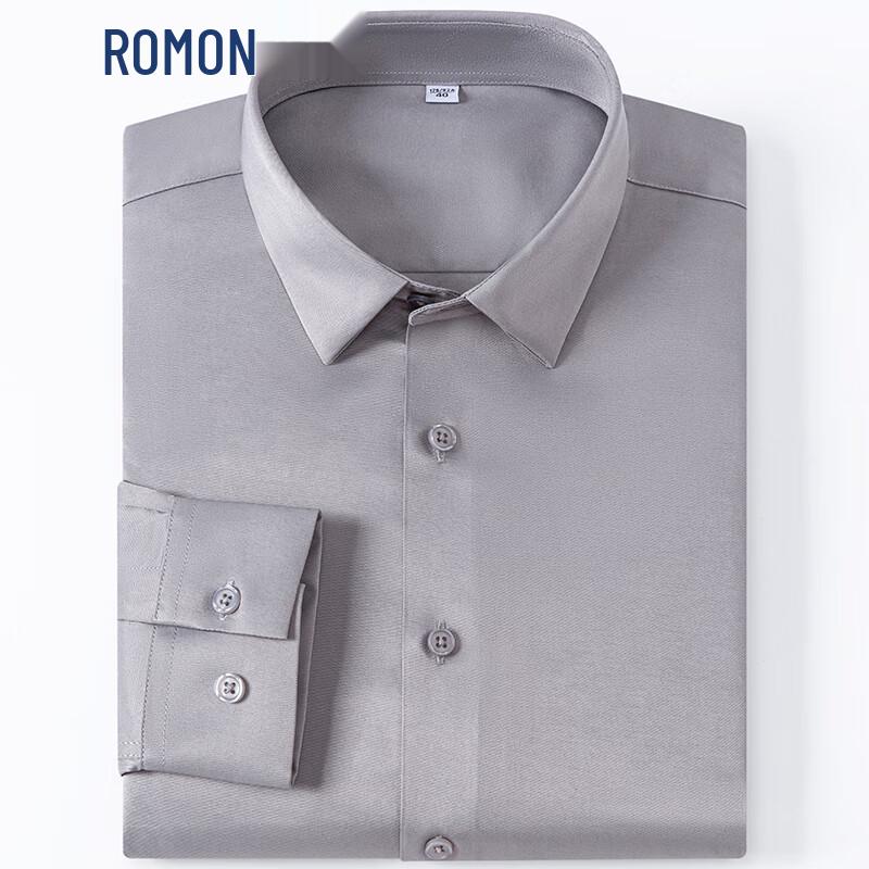 ROMON Men s Slim Fit Non-Iron Long Sleeve Business Shirt 44