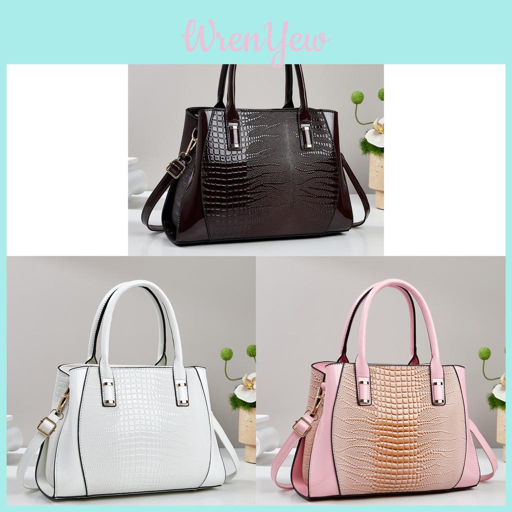 Large Pu Tote Bag With Crocodile Embossing For Daily Commuting And Casual Wear