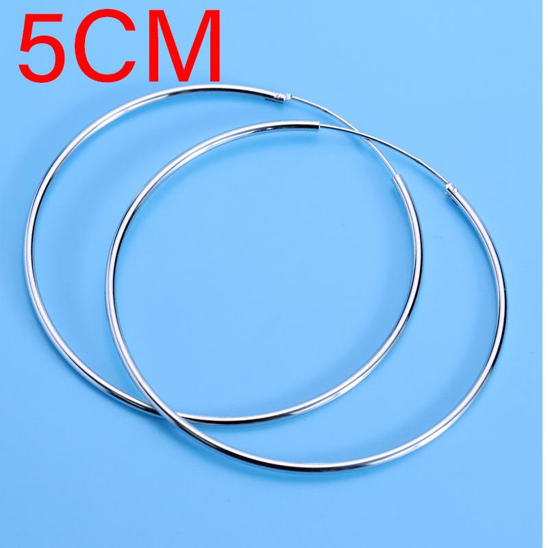 925 Silver Large Circle Hoop Earrings For Women's Wedding Fine Fashion Jewelry Accessories