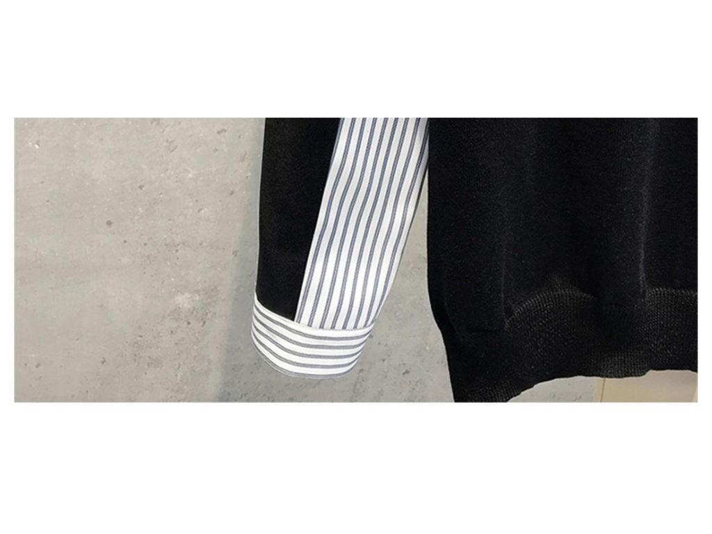 Men's Fake Two-Piece Sweater with Shirt Collar: 2025 Spring/Autumn Patchwork Knitwear Trendy Jacket