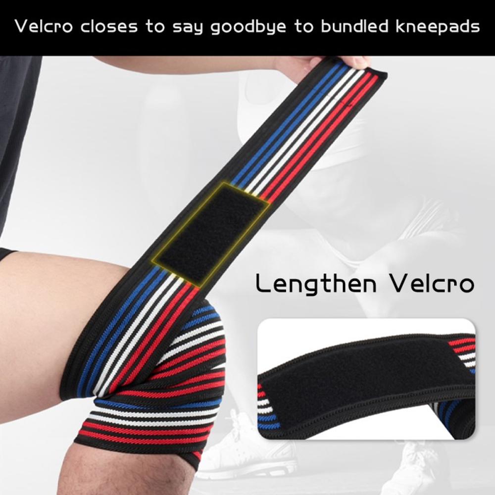 1Pcs Knee Wraps with Strap for Squats,Weightlifting, Leg Press and Cross Training-Flexible 180cm Knee Wraps for Squatting-Unisex