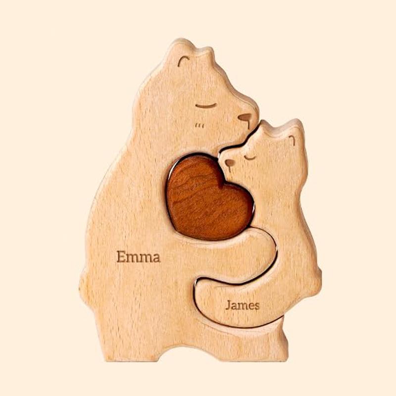 Houten Beren Familie Puzzel Aangepaste Puzzels met 2–5 Namen Gepersonaliseerde Verjaardagscadeaus voor Mama Papa Oma van Dochter Zoon