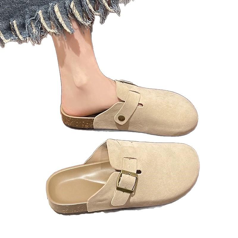 Wear spring German style half drag baotou new casual slippers women's tide increases thick bottom