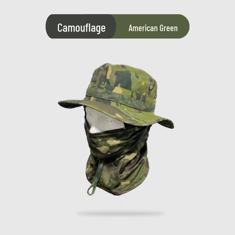 Větruodolná maskáčová sada čepice: Kulatá rybářská čepice s okrajem pro cestování v přírodě a horolezectví