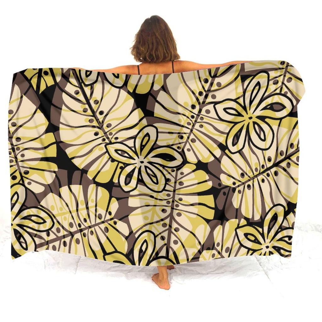 Polynesischer Damen-Sarong Hawaiianisches Strandparty-Schal Winddicht Sonnenschutz Einteiler Samoa Blumendruck
