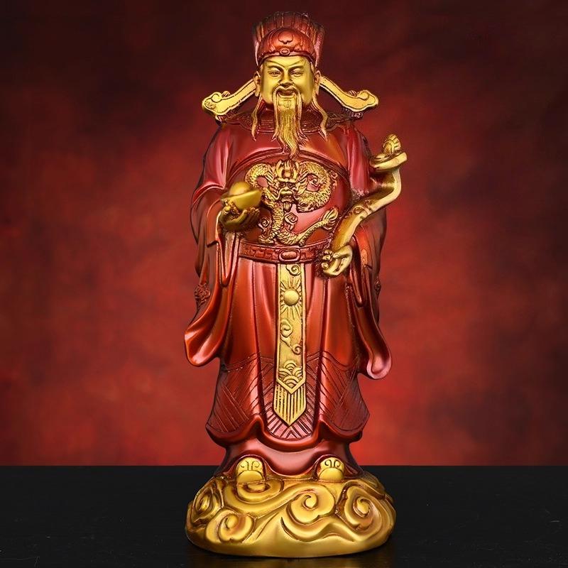 Feng Shui God of Wealth Figurine Literary Holding Ingots Ruyi Scepter Home Living Decor