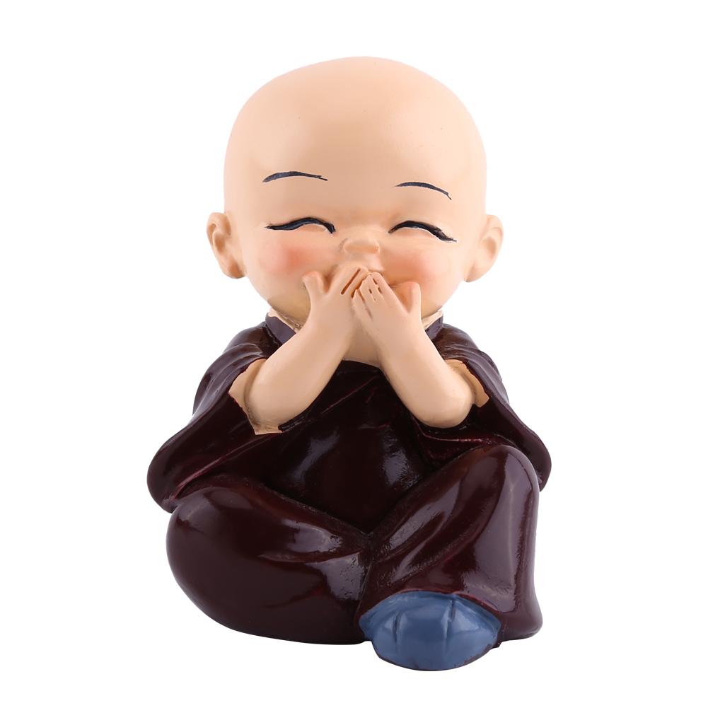 Statuette Bébé Bouddha, 4 Pièces, Petits Moines Figurines Bouddha, Mignon Moine Kungfu, Décoration Intérieure de Voiture, Artisanat en Résine, Étagère Murale,