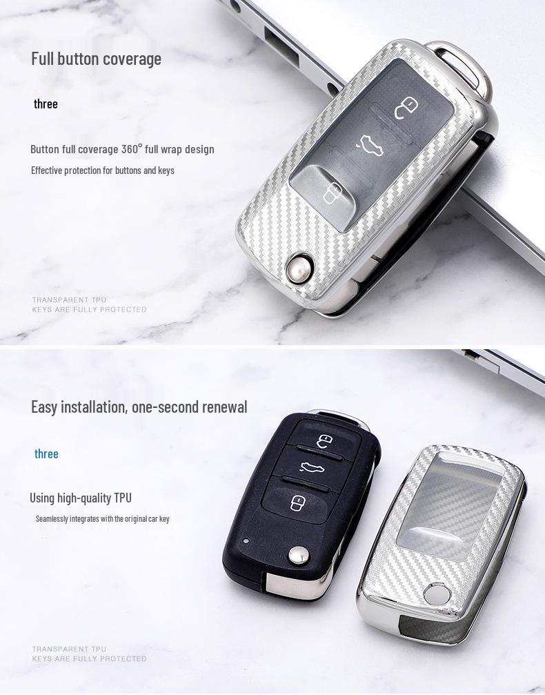 Kryt kľúčenky z uhlíkových vlákien pre Volkswagen Santana, Lavida, Bora, POLO, Jetta, Sagitar, Tiguan