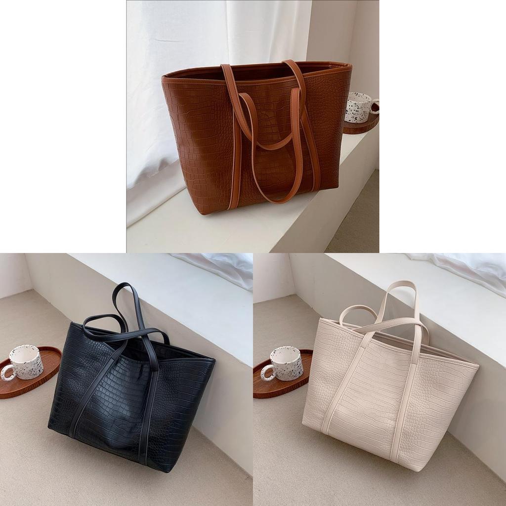 Pu Large Tote Bag For Women With Magnetic Closure And Stone Texture For Daily Use