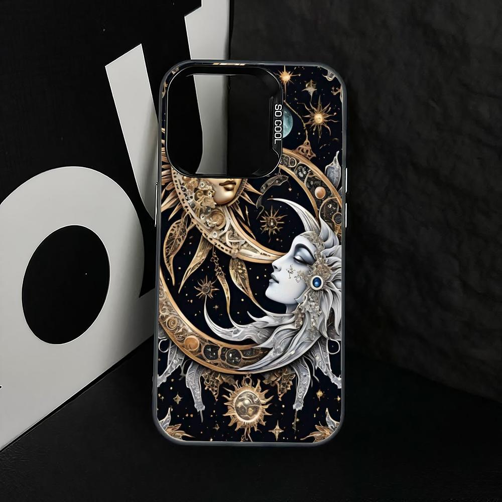 Retro Star Moon Pattern Phone Case Suitable for iPhone 17 16 15 14 13 12 11 Pro/Max/Plus Anti Drop and Anti Shock Back Cover