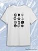 TeeSensation White Crew Neck Short Sleeve T-Shirt with Bruno Munari Style Abstract Faces Grid Print