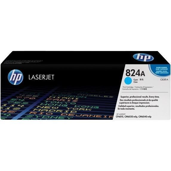 TONER HP 824A (CB381A) cyan - cartouche authentique pour imprimantes HP Color LaserJet CP6015/CM6030/CM6040MFP