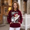Winter Pullover Hoodie Damen Weihnachten Katze Aufdruck Hoodie, Übergroßes Langarm Sweatshirt, Tägliche Kleidung Sweatshirt Lässig Locker Kordelzug Kapuze