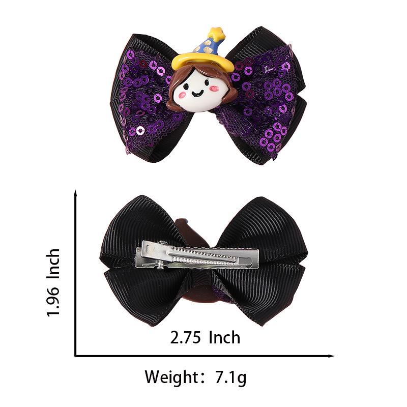 2Pcs/Set New Halloween Cartoon Hairpins Bows Hair Accessories Lace Sequin Hairpins Children Cute Barrettes Kids Gift